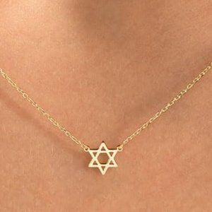 Star of David Necklace, Gold Magen Star of David Necklace, Tiny Gold Necklace